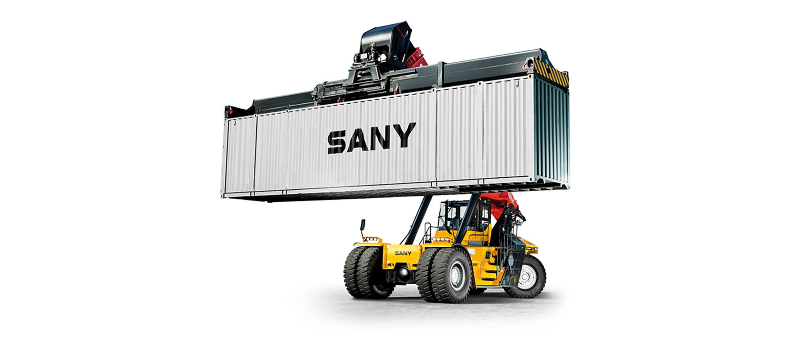 Reachstacker Sany SRSC4531G-P–45T/27T/12T. Fahrzeugdaten. REACHSTACKER MIT INTERMODAL-SPREADER. Schwerlaststapler, Containerstapler bis 45t